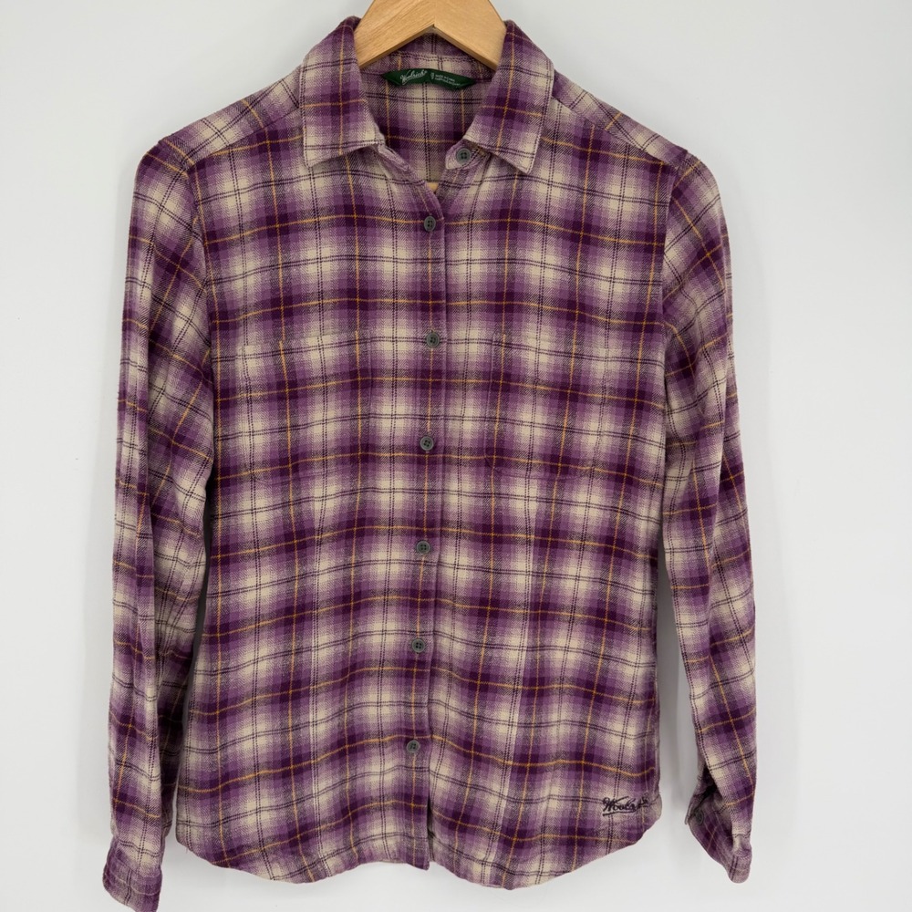 Woolrich Women  Flannel Shirt Multi Plaid Cotton Purple Chore Outdoor XS